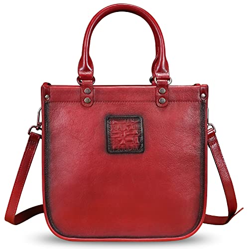 Image of Genuine Leather Handbags for Women Vintage Real Leather Fashion Tote Bag Shoulder Bag Crossbody Bag Satchel Purse