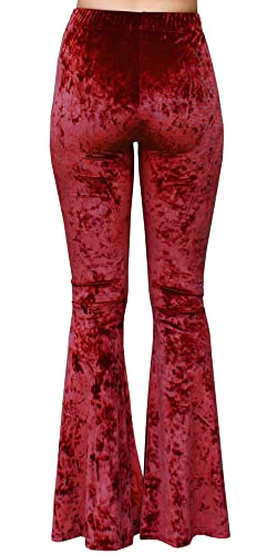 Daisy Del Sol Crushed Velvet High Waisted Comfy Soft Stretch 70S Yoga Loungewear Bell Bottom Flare Pants (Xl, Red) #TOP3