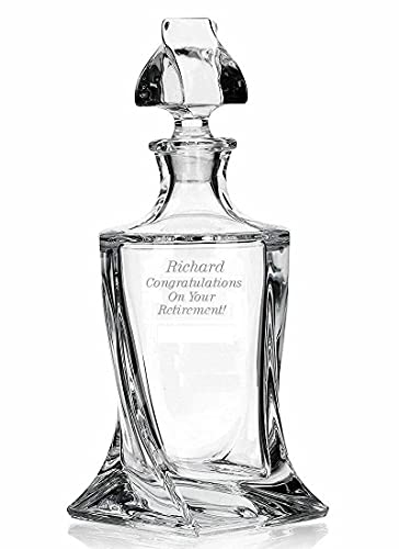 Personalised Crystal Whisky Decanter Twisted Design in Silk Lined Gift Box - Enter Your Own Custom Text