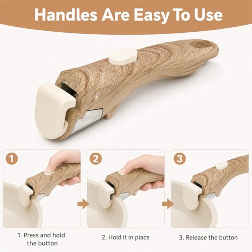 2 Piezas Manija Desmontable para Ollas y Sartenes, Manija Universal con Apariencia de Madera, Resistente al Calor, Compatible con Ollas y Sartenes de Borde Delgado miniatura 2