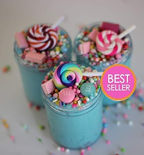 Dorothyworld 2019 Newest Blue Contton Candy Cloud Slime,Super Soft and Non-Sticky with Contton Candy Birthday Cake Charm (150ML 5OZ)