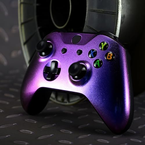 Image of eXtremeRate Purple and Blue Chameleon Front Housing Shell Faceplate for Xbox One X S Controller Model 1708 - Controller NOT Included
