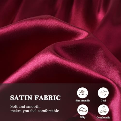 Image of AMY COULEE Mens Satin Boxer Shorts Silky Lightweight Pajama Bottoms Split Side Lounge Sleep Shorts