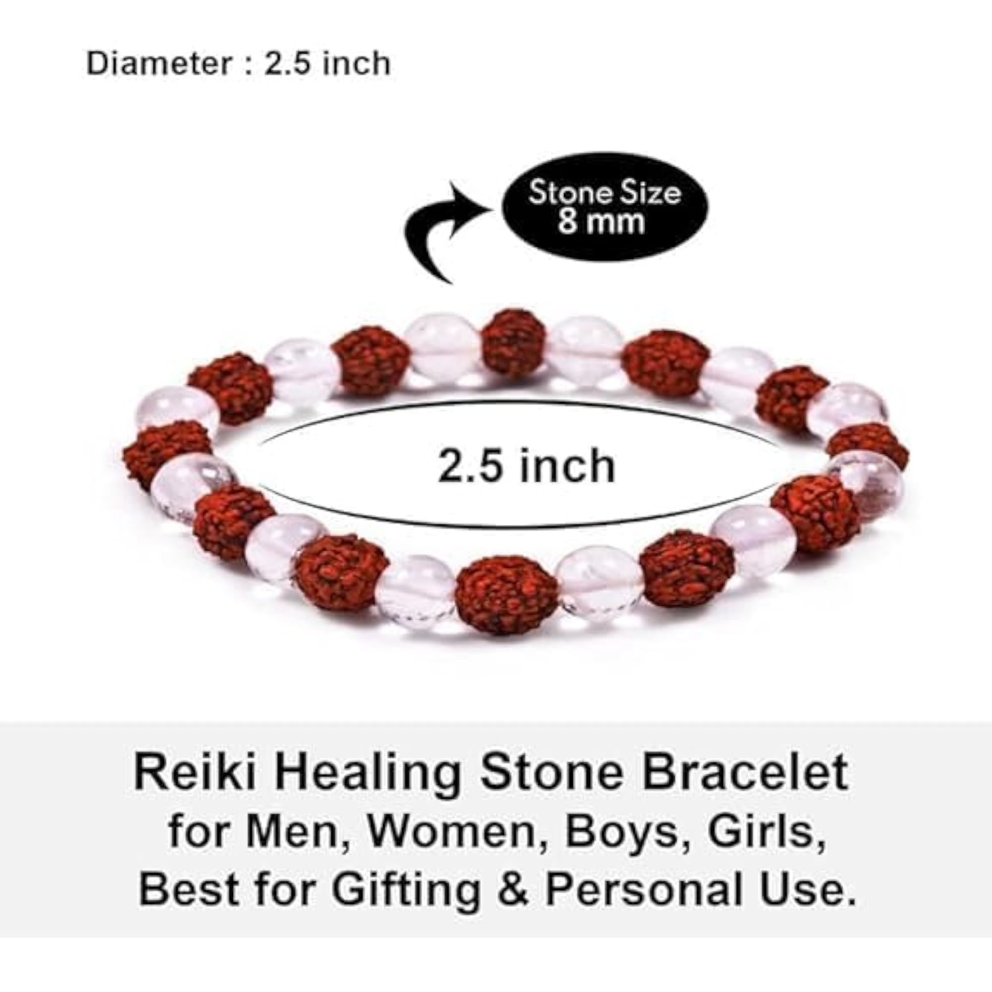 Sphatik Rudraksha Bracelet with Brown Bead Quartz, Blessed