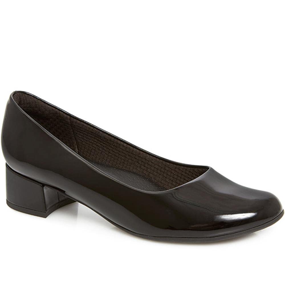 Pavers Women's Block Heel Court Shoes in Jet Black | Size: 4