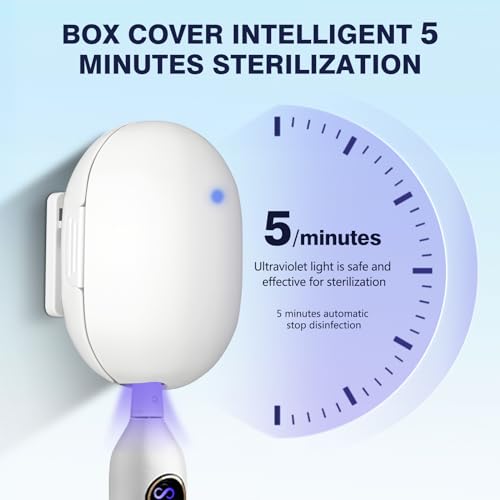 Image of HANNEA UV Sanitizer Toothbrush Holder,USB Rechargeable Smart Automatic UV Sanitizer Toothbrush Holders for Bathroom Antibacterial Holder Wall Mounted Portable Mini Stand