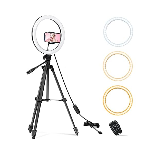 12'' Ringlicht mit Stativ, LED Ringleuchte mit Stativ Handy Ringlicht mit Fernbedienung für Live Stream/Tiktok/Makeup…