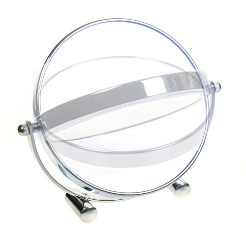 Tuka Standing Cosmetic Mirror with 7x Zoom, 6" Double Sided Table Top & Freestanding Makeup Mirror - Chrome Finish TKD3142-7x