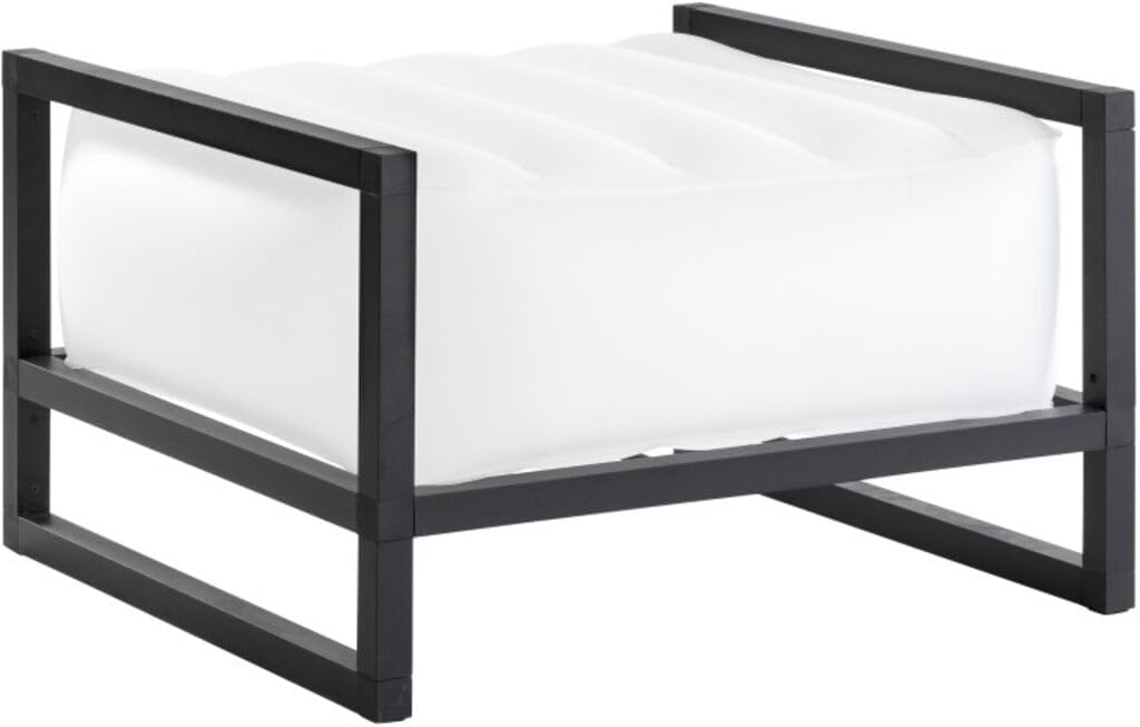 MOJOW Furniture | Luminous Yoko Pouffe | Black Aluminum Frame | White | LED Light System with Rechargable Battery