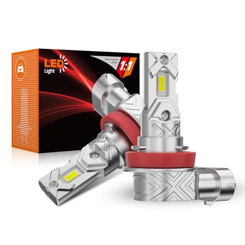 PAERKU Bombillas LED H11 Luz Alta y Baja para Coche, 6500K Blanco Frío 18000LM 600% Más Brillante lampara LED H11, Diseño sin ventilador, Plug and Play (Paquete de 2)
