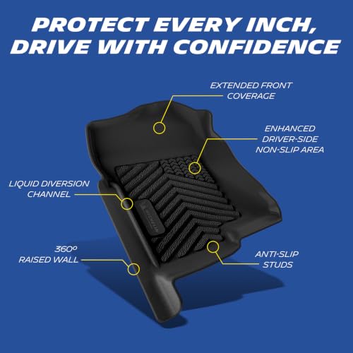 Image of Michelin Vehicle Mats for 1999-2007 Silverado /Sierra 1500 /2500 /2500HD /3500 | Crew Cab, 2007 Fit Classic Body Only, 2000-2006 Suburban /Yukon XL /Escalade ESV, All-Weather TPE Custom Fit Liner, Premier