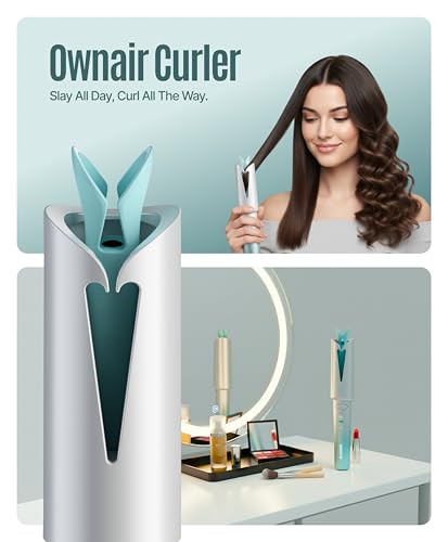 Image of Ownair Automatic Hair Curler for Women, Cordless Auto Hair Curler, 4200 mAh Rechargeable Battery, USB C Fast Charging, Left & Right Curl Modes, 160C & 190C Temperature Settings, Portable Curling Iron for Salon Quality Curls