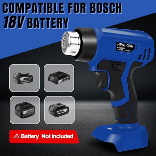Cordless Hot Air Gun Compatible with Bosch B 18V Battery, Max. 430℃ Cordless Heat Gun with 4 Nozzles for Paint Stripping, Bending Pipes, DIY (No Battery) 2 Cordless Hot Air Gun Compatible with Bosch B 18V Battery, Max. 430℃ Cordless Heat Gun with 4 Nozzles for Paint Stripping, Bending Pipes, DIY (No Battery) - Image 2