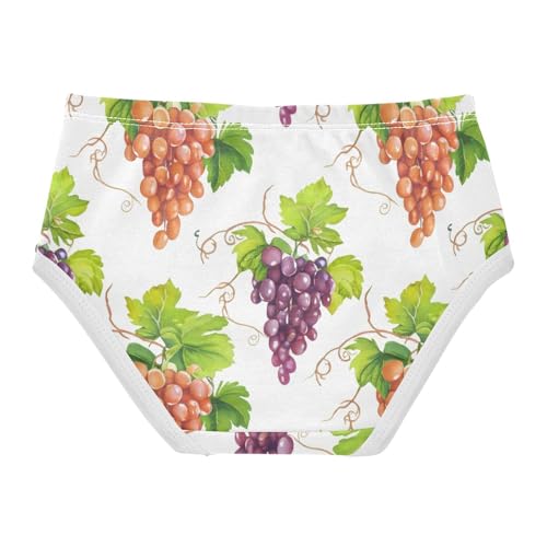 Watercolor Grape Leaves White Toddler Underwear Floral 2t Cotton Panties Little Girl Funny Briefs Undies Kids2