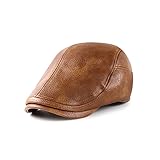 Mens Ivy Cap PU Leather Newsboy Hat Adjustable Beret Caps Classic Golf Flat Cap Gatsby Driving Fishi
