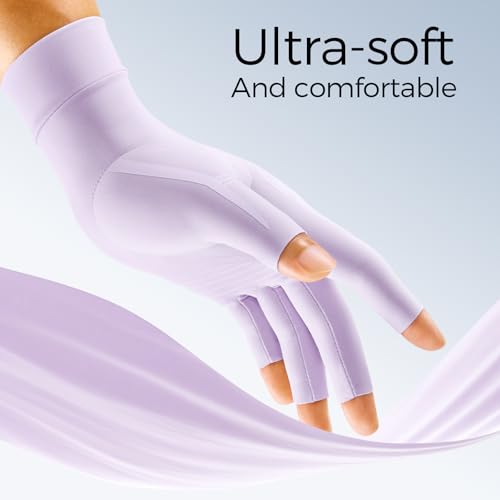 Image of FREETOO All-Around Compression Arthritis Gloves for Women for Pain, Carpal Tunnel Relief Gloves for Men, Hand Compression Gloves for Crocheting, Rheumatoid Arthritis. Purple XL