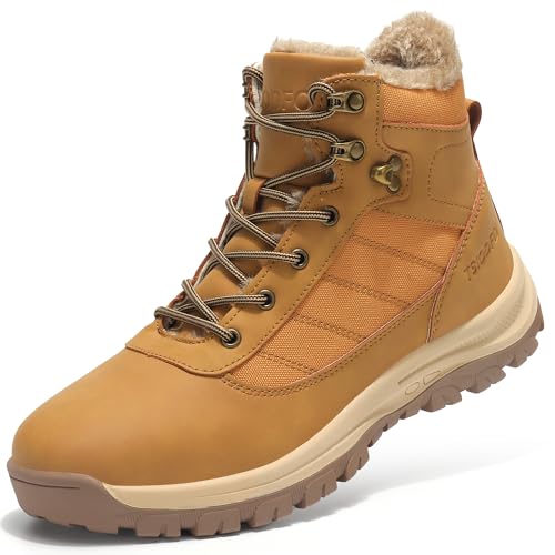 Image of TSIODFO Men's Snow Boots Outdoor Waterproof Winter Boots Fur Lined Cold Weather Shoes