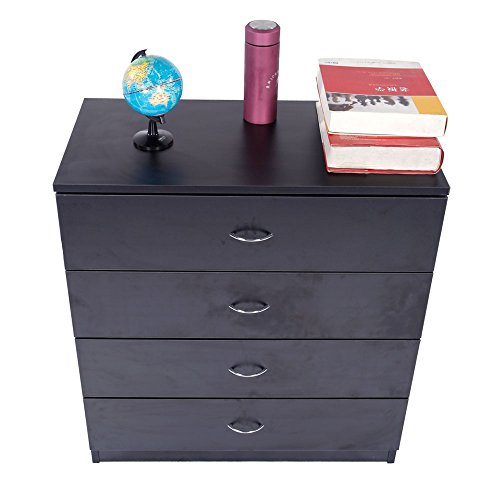 Wood Simple 4-Drawer Dresser Easy to Assemble, Chest of Drawers for The Bedroom, Living Room, Kid’s Room,Black