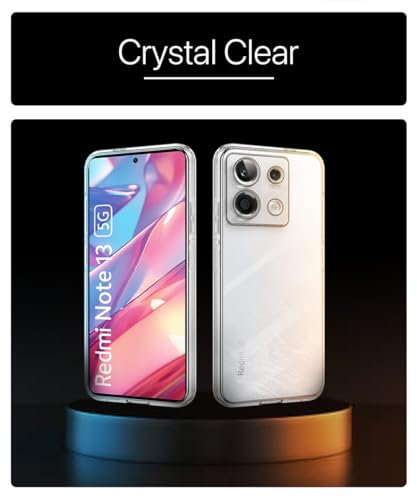 Image of WOW IMAGINE Crystal Clear Transparent Back Case Cover for Redmi Note 13 5G | Full Device & Camera Protection Shockproof TPU Silicone Back Cover Case - Transparent