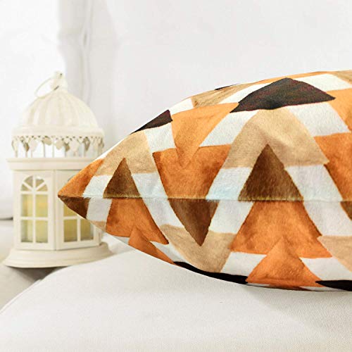 Image of Khooti Velvet Cushion Cover, 18x18 Inch (Triangular Umber)(Pack of 5)