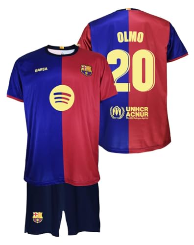 Futbol Club Barcelona Camiseta y Pantalón OLMO 20 Primera Equipación Temporada 2024/2025 - Réplica Oficial con Liciencia - Niño (FR/ES, Edad, 14 años, Regular, Azulgrana)