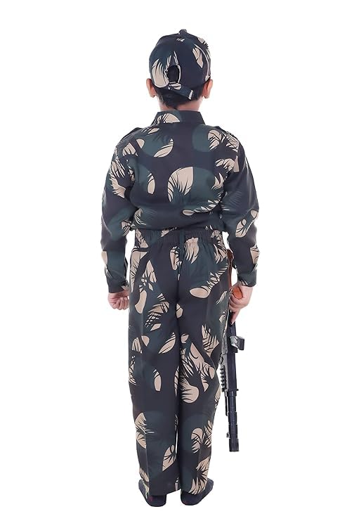 Image of Army Costume for Kids | Military Soldier Fancy Dress Outfit | Army Uniform for Boys & Girls | School Annual Function, Fancy Dress Competition, Independence Day, Republic Day, Role Play & Theme Parties