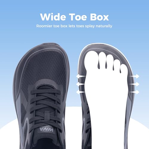 QAUPPE Wide Toe Box Walking Shoes for Men | Zero Drop Minimalist Design | Arch Support for Plantar Fasciitis | Slip-On Tennis Shoes US 8-122