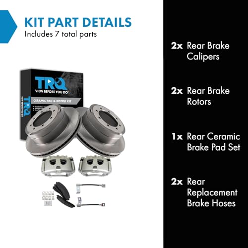 Image of TRQ Rear Brake Pad & Rotor Kit Ceramic Compatible with 2017-2019 Ford F-350 Super Duty