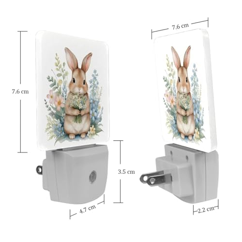 Image of NEWzone Easter Rabbit Night Light [2 Pack], Plug in Wall Led Night Lights Decor for Boys Girls Room, Dusk to Dawn Sensor Wall Lamp for Stairway /Bedroom /Kitchen /Nursery Room