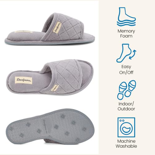 Image of Dearfoams womens Slipper Memory Foam Summer House Shoe Beatrice Terry Slide