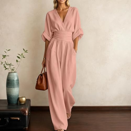 Mono con cuello en V de material suave premium enterizo elegante para mujer 3