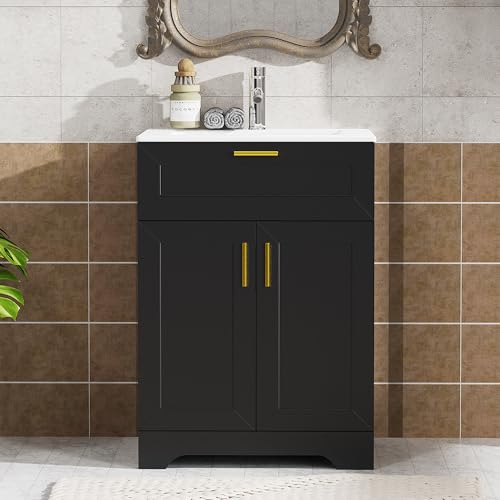 YOCONYO 24 inch Bathroom Vanity with Ceramic Sink, Bathroom Sink