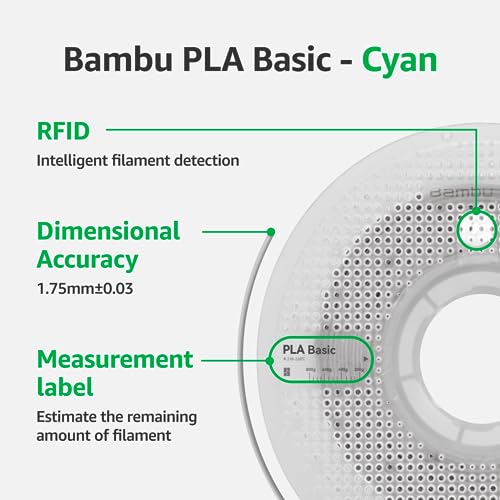 Image of Bambu Lab PLA Filament Matte 3D Printer Filament 1.75mm PLA 1kg High Tenacity Eco Friendly - Cyan (10603) - Spool