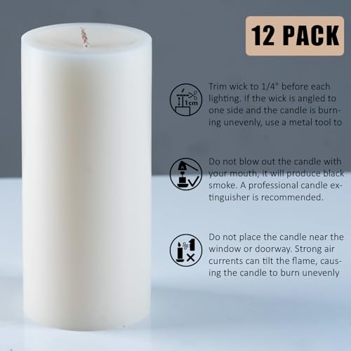 Mosroad 20230822173404 12 Pack Ivory Pillar Candles, Unscented Pillar Candles Bulk, Dripless And Long Clean Burning Pillar Candles thumb #3