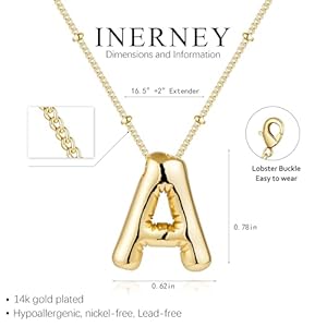 Gold bubble letter necklace for women dainty 14k plated balloon initial pendant necklace trendy charm non tarnish name necklace chunky letter necklace for women jewelry gifts  urban country home decor