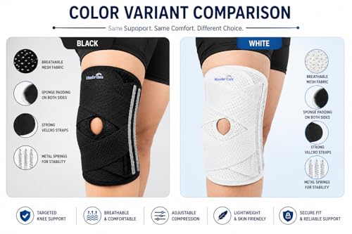 Image of Wonder Care Adjustable Wrap Knee Support Brace, Air Mesh Fabric Knee Brace Cap for Pain Relief, Sports, Arthritis, Running Protection for Men & Women (2, S)