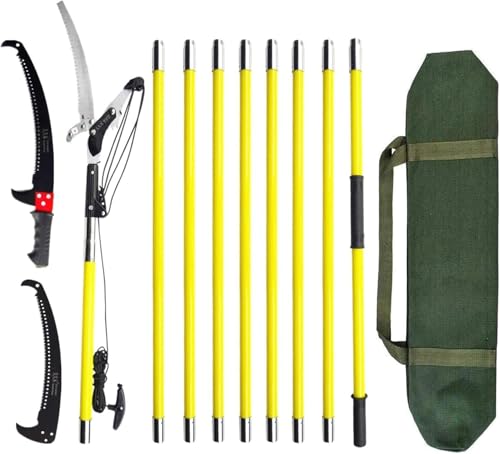 HoldOneLight Scie à élaguer pour arbres de 9,1 m, scie manuelle améliorée pour outils de jardin, élagueuses, scies à perche manuelles, hauteur extensible...