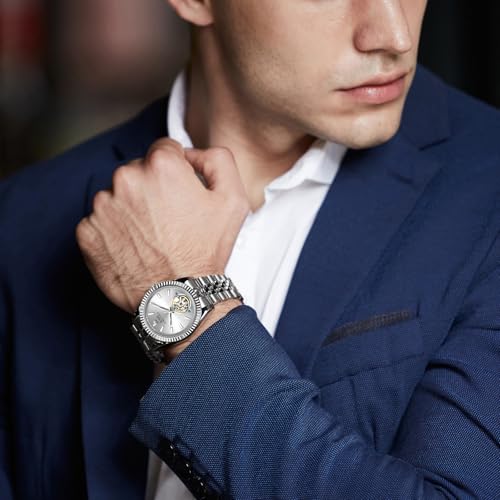 Image of BUREI Men's Classic Luxury Watch Stainless Steel Waterproof Machine Watch Fashion Double Watches Date Sapphire Crystal