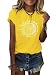 MaQiYa Womens Graphic Tees Summer Vintage Short Sleeve Cotton Moon and Sun Printed T Shirts Tops (Yellow, Medium)