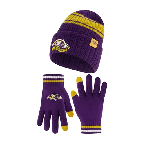 Bonnet d'hiver NFL et gants tactiles Ultra Game pour adulte à rayures