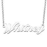 LoEnMe Jewelry Whitney Name Necklace Custom Personalized in Silver Plate Gift for Women Girls Couple