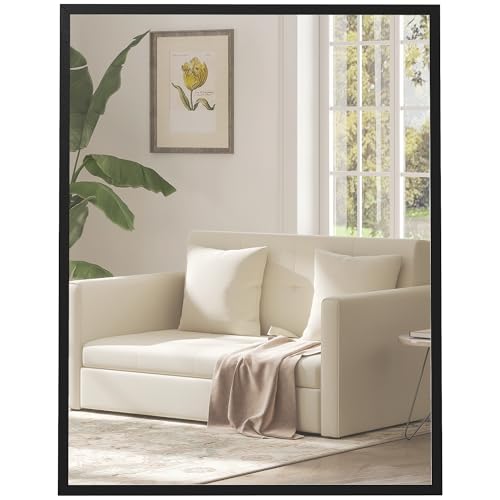 Homcom Espejo De Pared, 70x90 Cm, Espejo De Baño Rectangular, Decorativo Para Salón, Entrada, Pasillo, Horizontal O Vertical, Negro