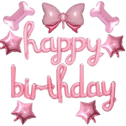 Pink Birthday Decorations Pink Happy Birthday Balloons Banner Decorations Set 16 Inch Mylar Foil Letters Sign Balloons Banner for Birthday Party Decorations Cover