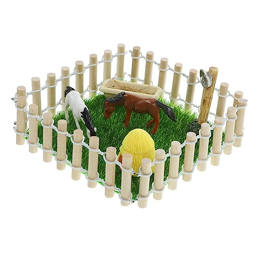 ifundom 1satz Miniatur Pferdestall Realistisches Microlandschaft Modell Für Puppenhaus Miniatur Ranch Mit Holzfarbe Zaun Und Lebensechten Pferden Dekoration Für Mini-gärten