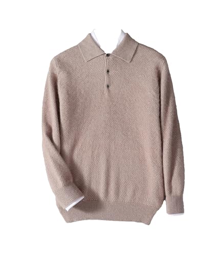 Dcvmvmn Men's Cashmere Large Size Sweater Winter Solid Casual Knitted Pullover Long Sleeve Warm Sweater Brown Gray