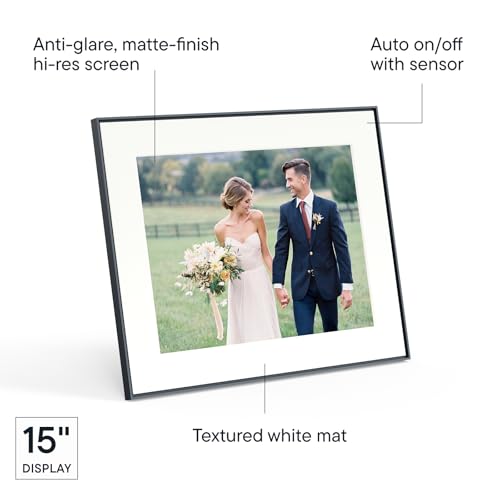 Image of Aura Walden 15 inch WiFi Digital Picture Frame | Wirecutter's Best Digital Frame for Gifting | Send Photos from Your Phone | Quick, Easy Setup in Aura App | Free Unlimited Storage | Ink with White Mat