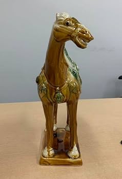 Amazon.co.jp: 唐三彩 中国 陶器 置物 中国美術 馬 オブジェ 骨董