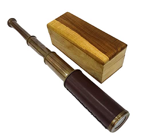Antique Style 14 Inches Telescope Extending Nautical Marine Natural Wooden Box Gift Rustic Vintage Home Decor Gifts