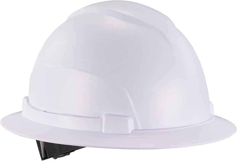 Ergodyne Skullerz 8969 Class E Full Brim Hard Hat, Lightweight, Adjustable 6-Point Ratchet Suspension, HDPE Shell, White