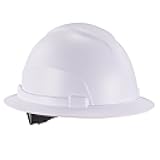 Ergodyne Skullerz 8969 Class E Full Brim Hard Hat, Lightweight, Adjustable 6-Point Ratchet Suspension, HDPE Shell, White